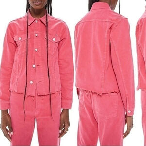 NEW MOTHER the cut drifer denim jacket in azalea